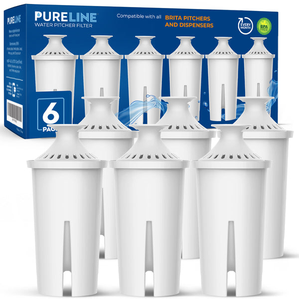 Pureline Filter Replacement for Brita Pitcher and Dispensers. (6 Pack)
