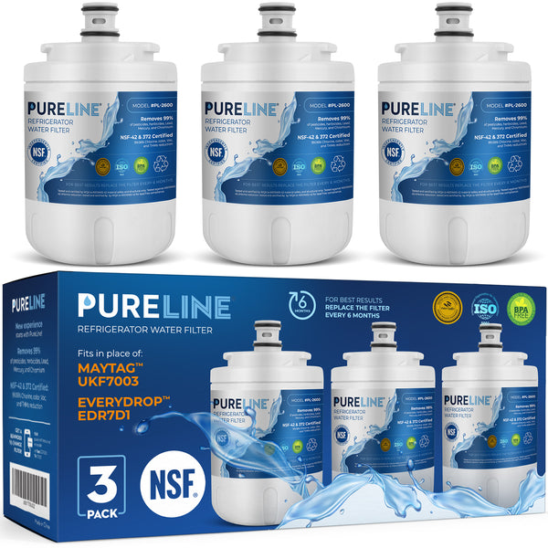 Pureline Replacement for Maytag UKF7003 and EveryDrop Filter 7 (EDR7D1) Refrigerator Water Filter. (3 Pack)