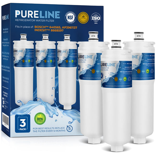 Pureline Replacement for Whirlpool WHKF-R-PLUS & Bosch 640565 Refrigerator Water Filter. (3 pack)