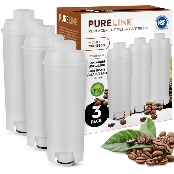 Pureline Replacement for De'Longhi 5513292811 Coffee Machine Water Filter. Fits with various Delonghi Brand models. (3 Pack)