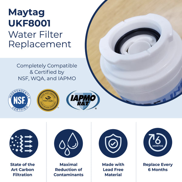Pureline Replacement for Maytag UKF8001, Whirlpool EDR4RXD1, Everydrop Filter 4 Refrigerator Water Filter.