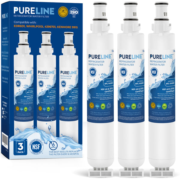 Pureline Replacement for Everydrop Filter 6, Whirlpool EDR6D1, Kenmore 9915, 469915 Refrigerator Water Filter (3 Pack)