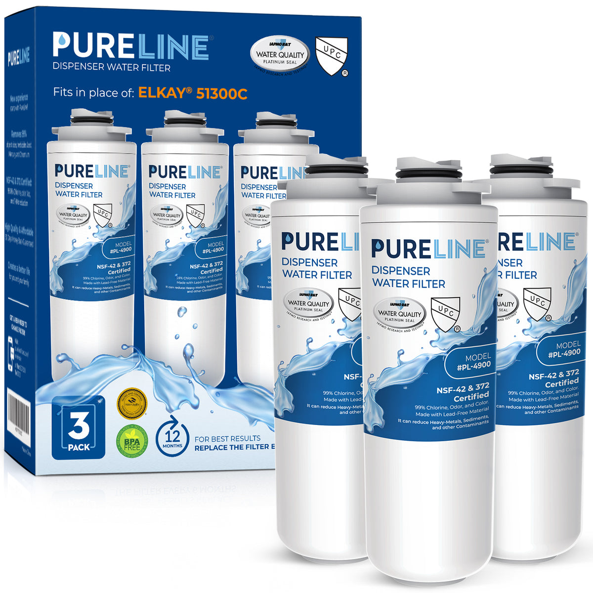 Elkay 51300C Filter Replacement, Compatible with Elkay ezH2O and Halse ...