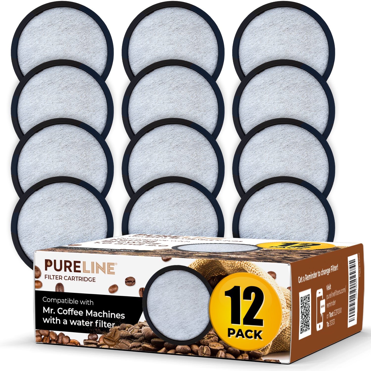 Pureline Replacement for Mr. Coffee Charcoal Water Filters. Universal Pure Line Filters