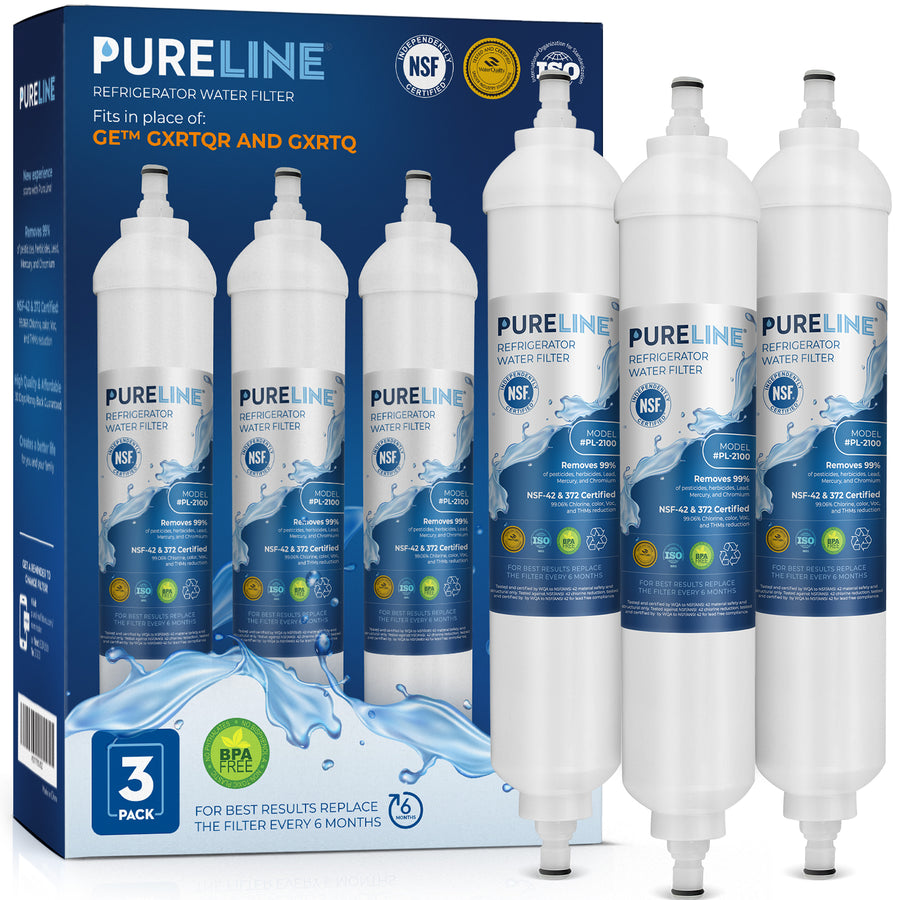 Pureline Replacement for GE GXRTQR Refrigerator Water Filter. (3 Pack) Pure Line Filters