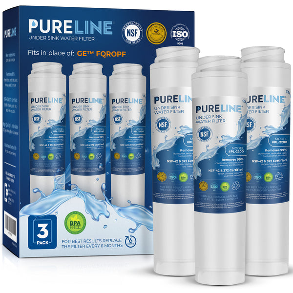 Pureline Replacement for GE FQROPF Under Sink Water Filter Replacement. (3 Pack)