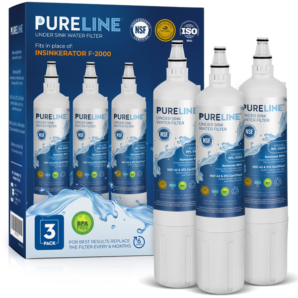 Pureline Replacement for InSinkErator F-2000 Undersink Water Filter. (3 Pack)