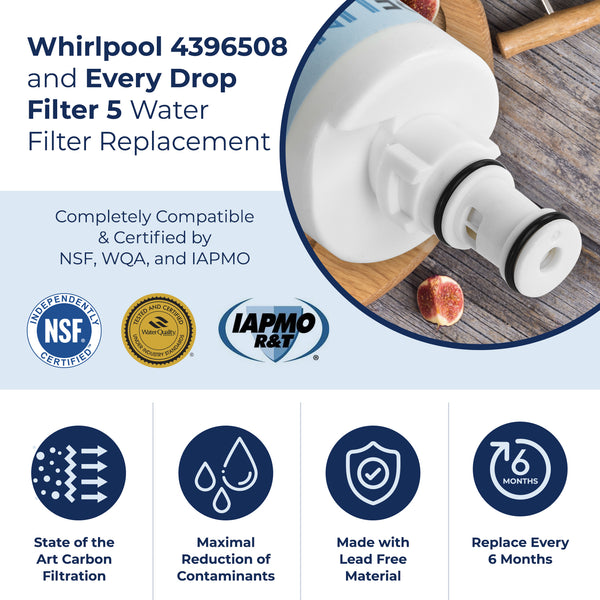 Tier1 Plus NSF 53&42 Certified Replacement for EDR5RXD1 EveryDrop 4396508/4396510 Whirlpool Refrigerator Water Filter - Reduces 99% Lead