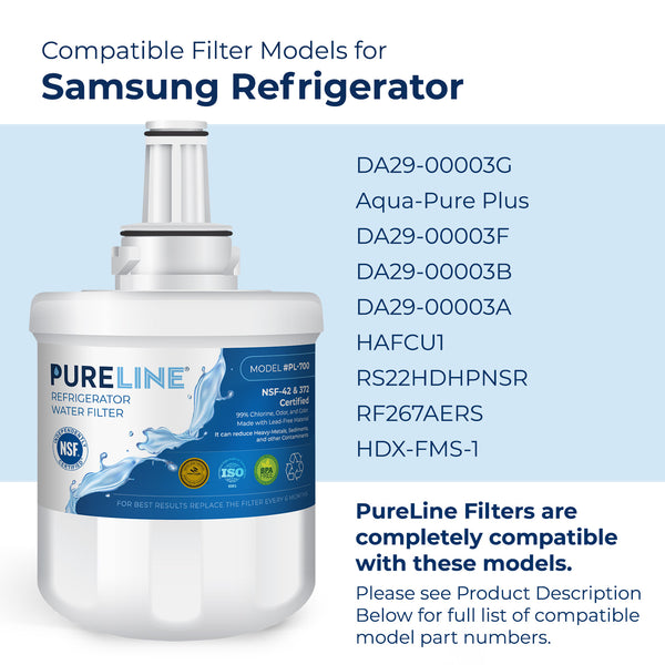 Pureline Samsung DA29-00003G and PUR W10132126 Refrigerator Water Filter.