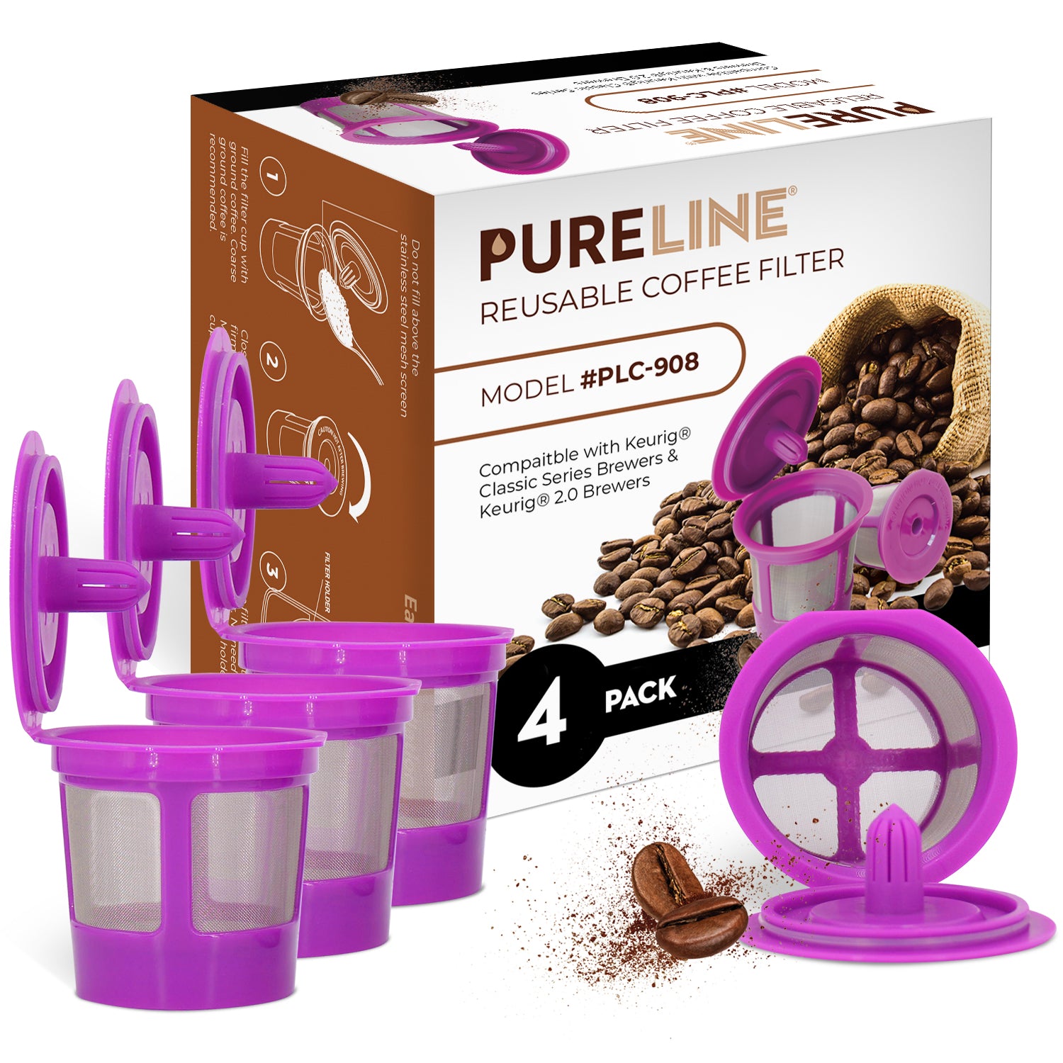 Pureline Reusable K Cups for Keurig and Keurig Coffee